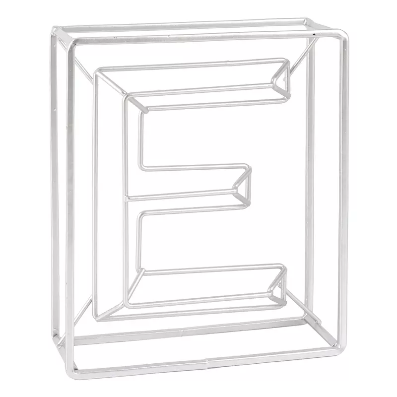 Silver 7" Metal Letter Block Sign, E
