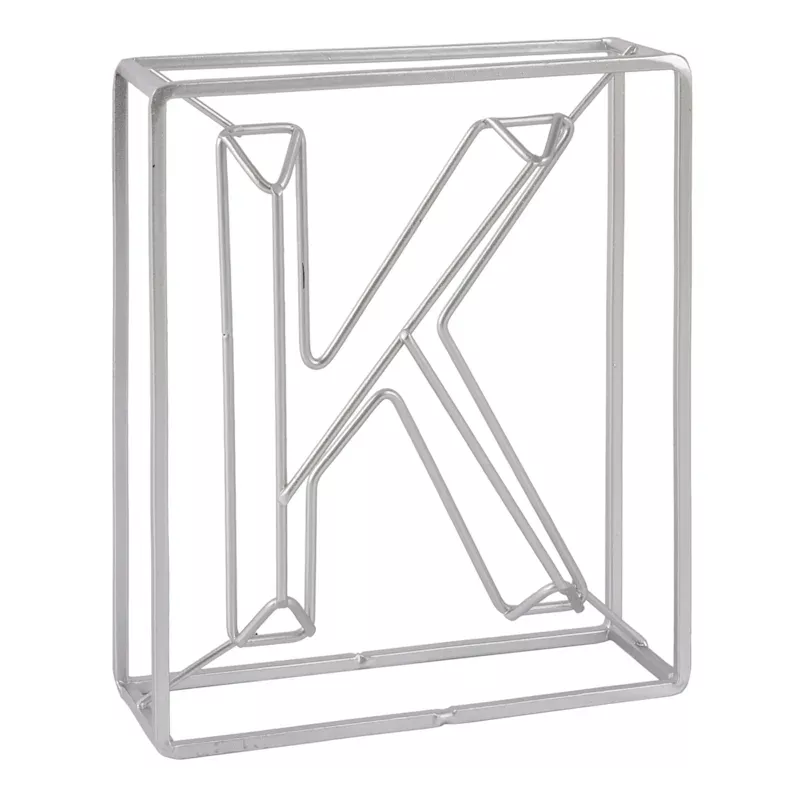 Silver 7"Metal Letter Block Sign, K