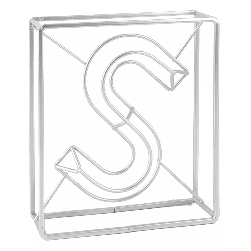 Silver 7" Metal Letter Block Sign, S