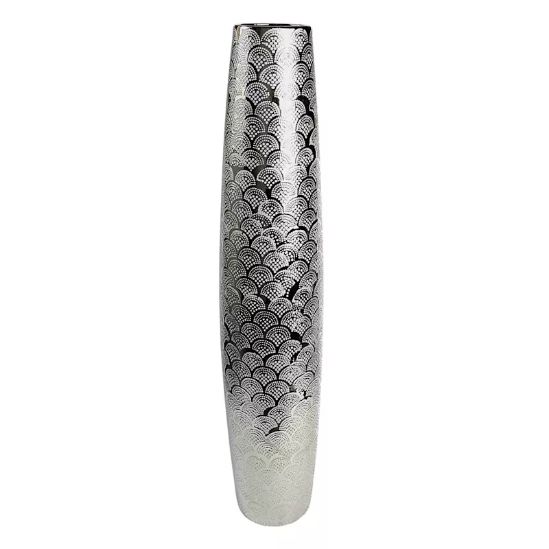 Silver Ceramic Vase, 30"