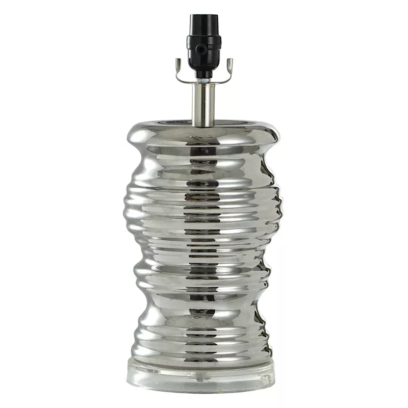 Silver Chrome Rippled Ceramic Lamp, 16"