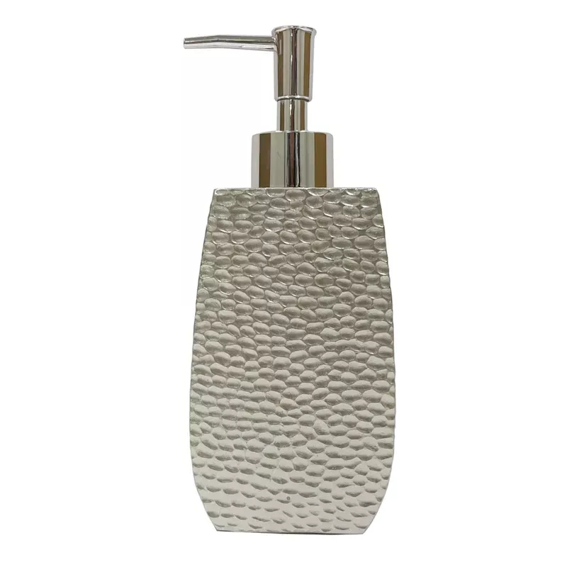 Silver Hammered Soap Dispenser, 5.5"