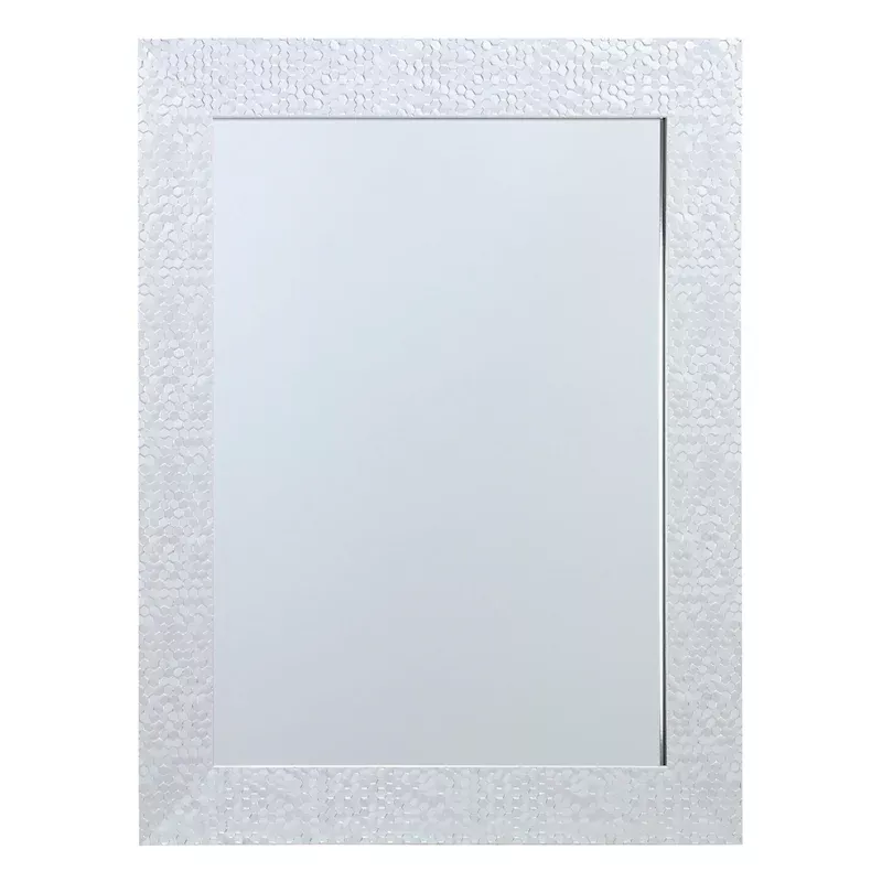 Silver Hexagon Textured Framed Rectangle Wall Mirror, 22x28
