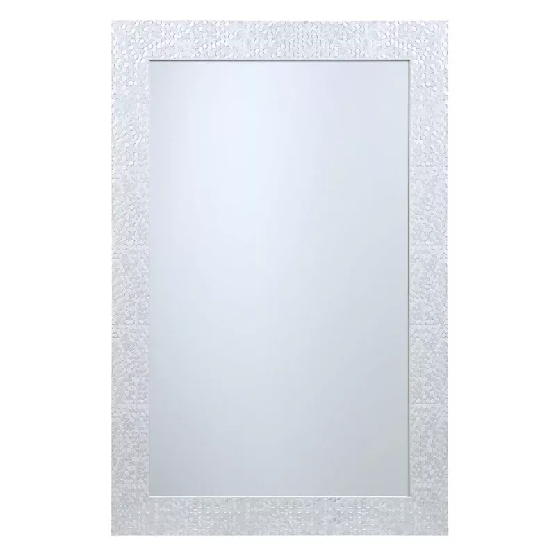 Silver Hexagon Textured Framed Rectangle Wall Mirror, 24x36