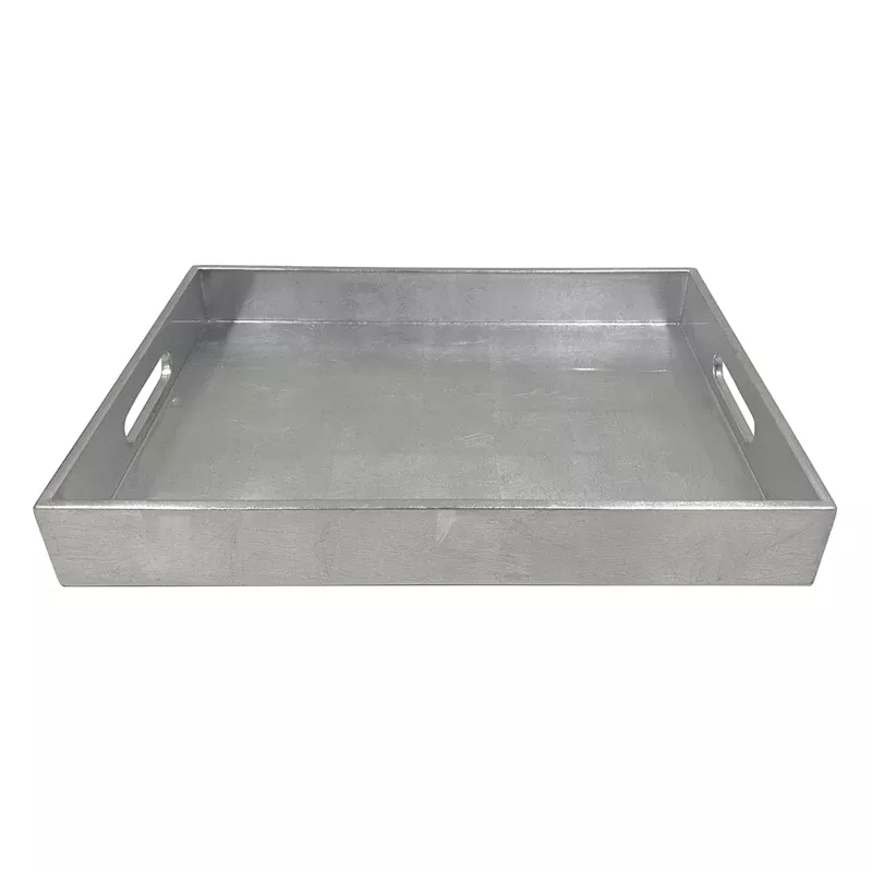 Silver Lacquer Decorative Tray, 15"
