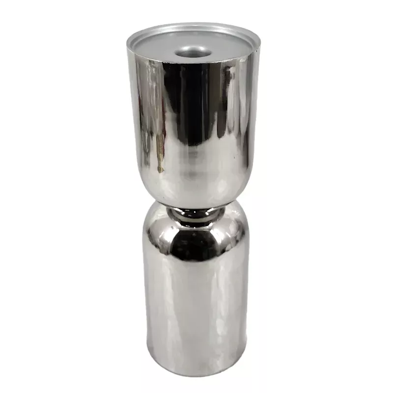 Silver Metal Hourglass Candle Holder, 10"