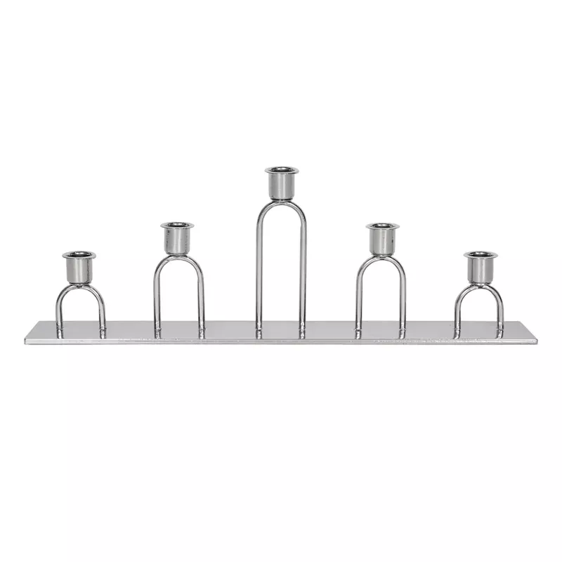 Silver Metal Taper Holder Centerpiece, 18"