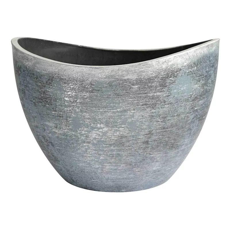 Silver Metal Wave Outdoor Planter, 16.5"