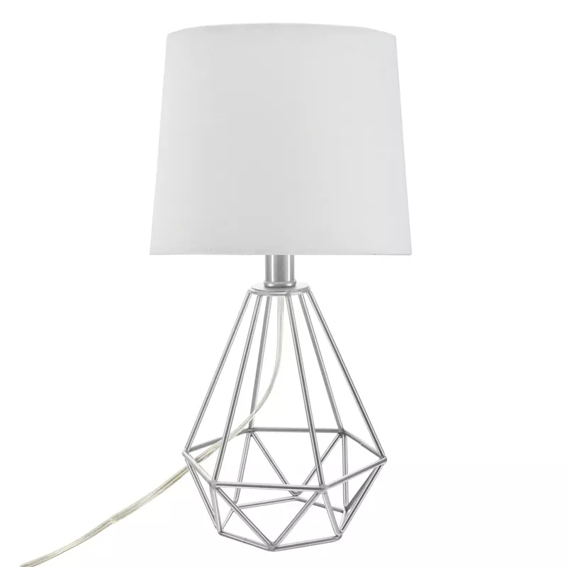 Silver Metal Wire Table Lamp with Shade, 18"