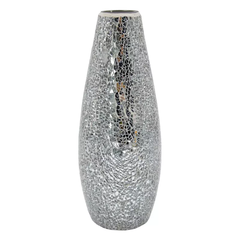 Silver Mosaic Mirror Vase, 4.5"