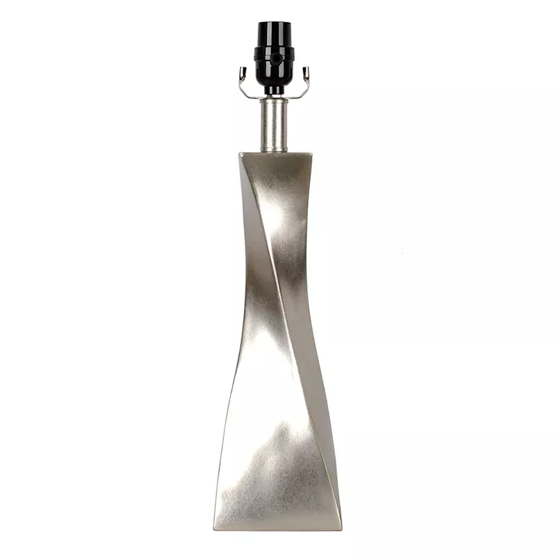 Silver Rectangle Twisted Table Lamp, 21"