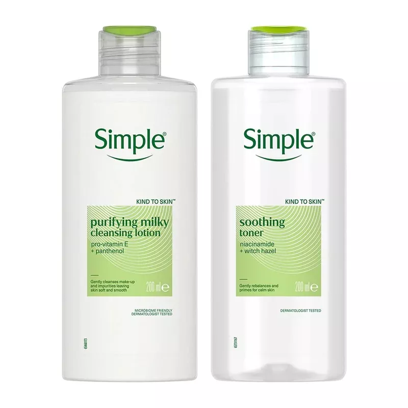 Simple Purifying Cleansing Lotion 200ml & Soothing Toner Bundle
