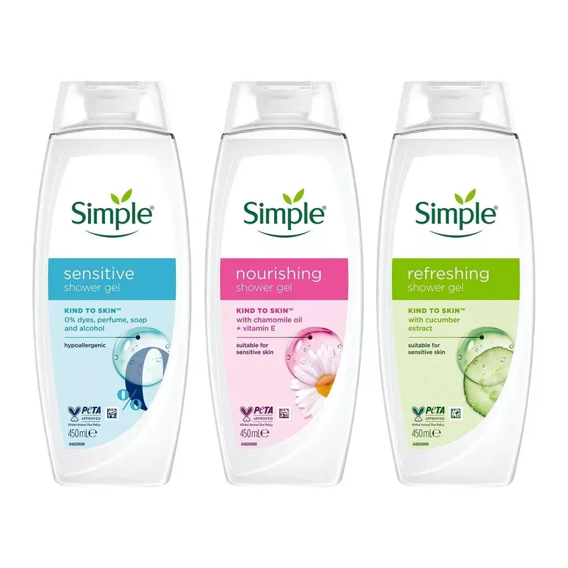 Simple Shower Gel & Shower Cream 450ml Sensitive Skin