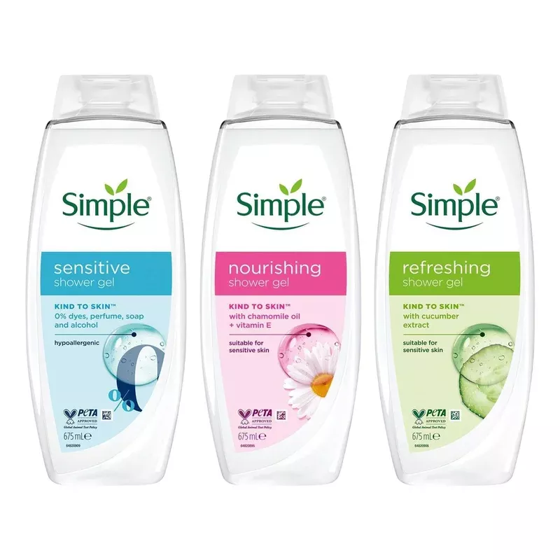 Simple Shower Gel & Shower Cream 675ml Sensitive Skin