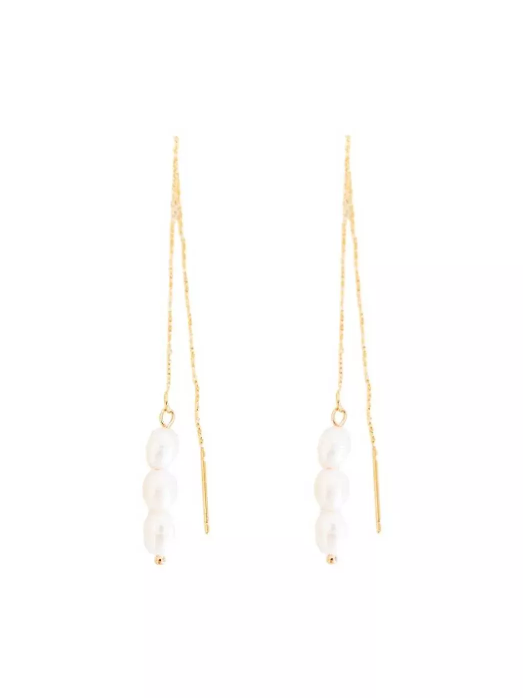 Skinny Pearl Statement Threader Earrings