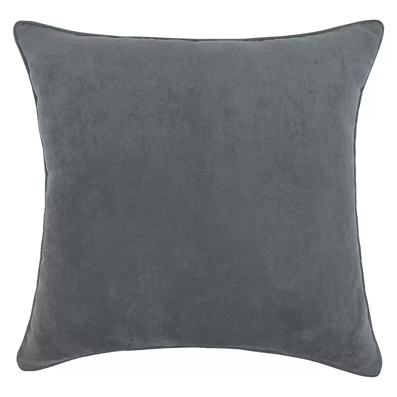 Slate Grey Faux Suede Throw Pillow, 18"