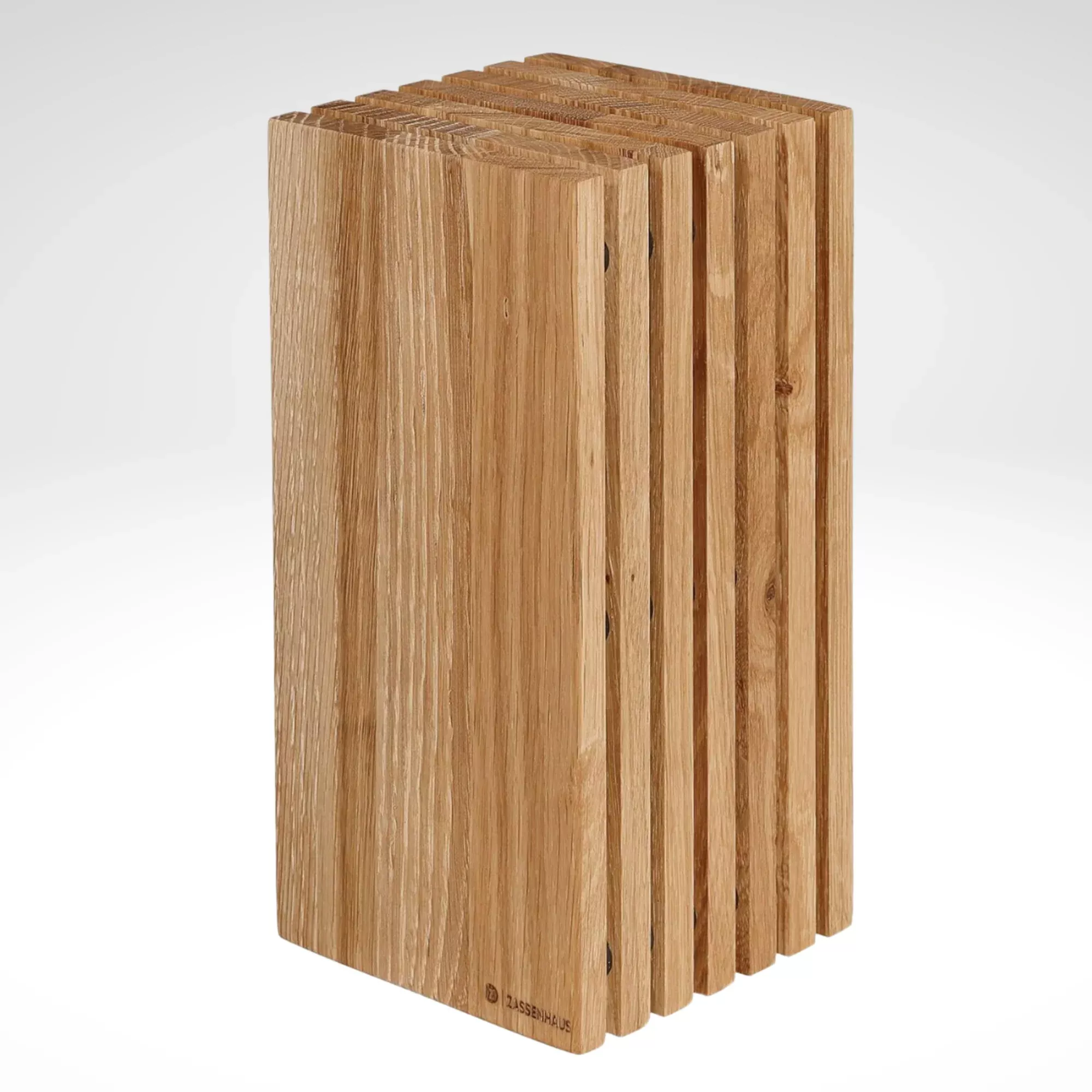Slotted Knife Block, Oak, 5.4" x 5.4" x 10.75"