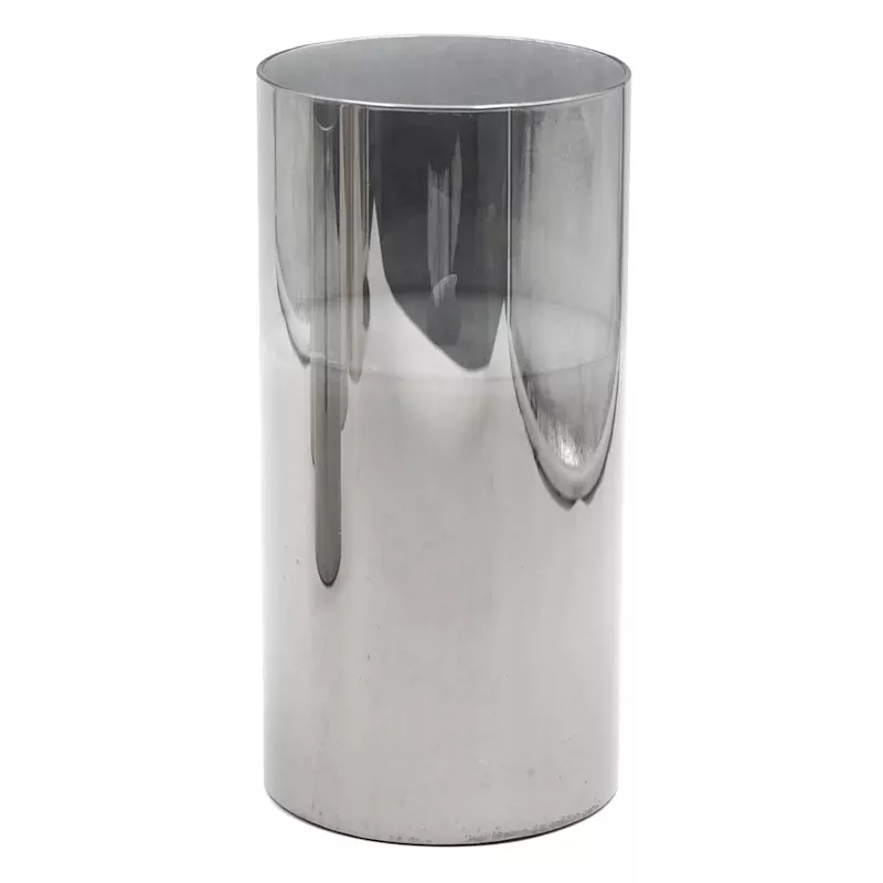 Smoked Grey Glass LED Pillar Candle, 4x8