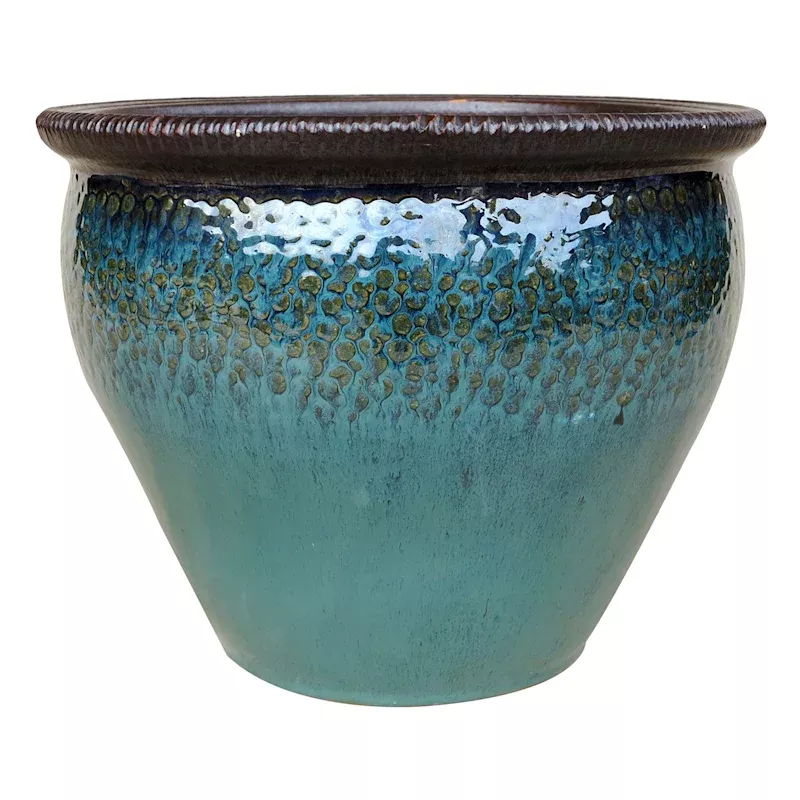 Smoky Mountain Ocean Blue Ceramic Outdoor Planter, Extra Large