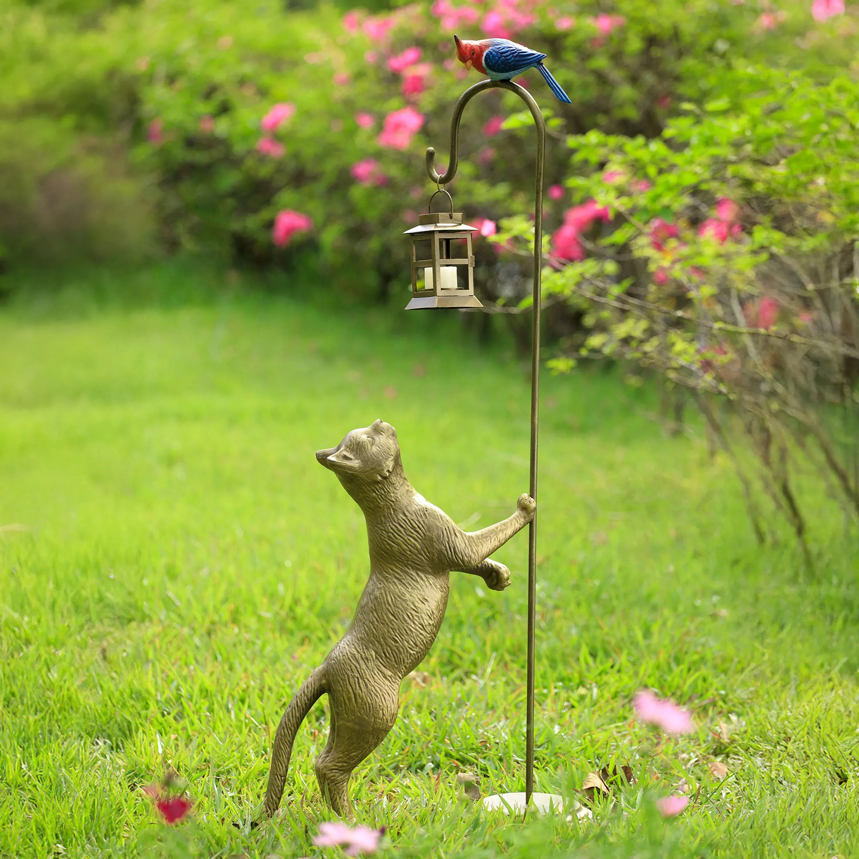 Snacktime Cat with Bird Garden Lantern