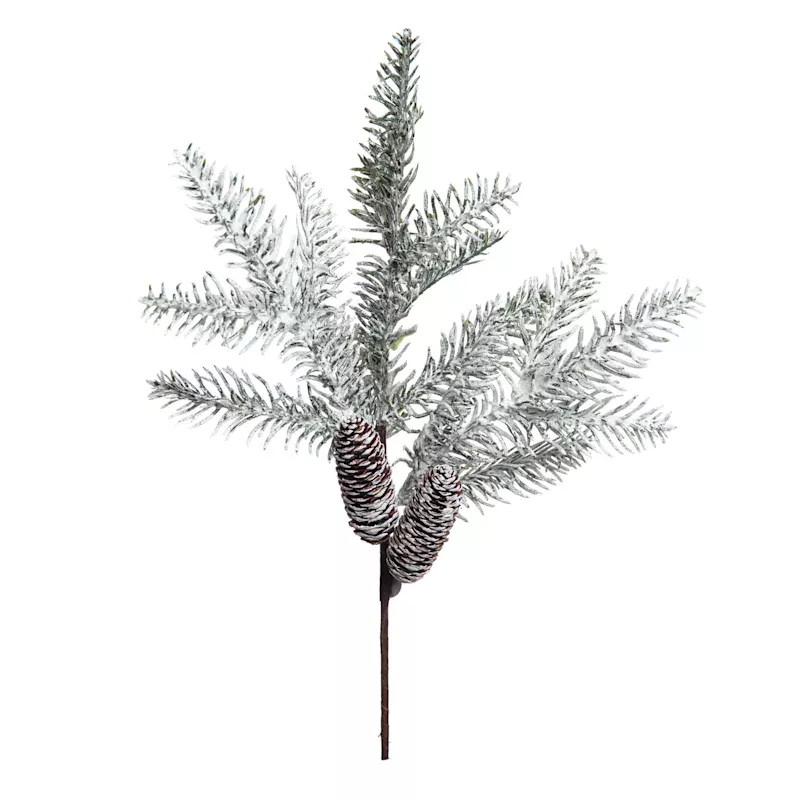 Snowy Pine & Pinecone Pick, 16"