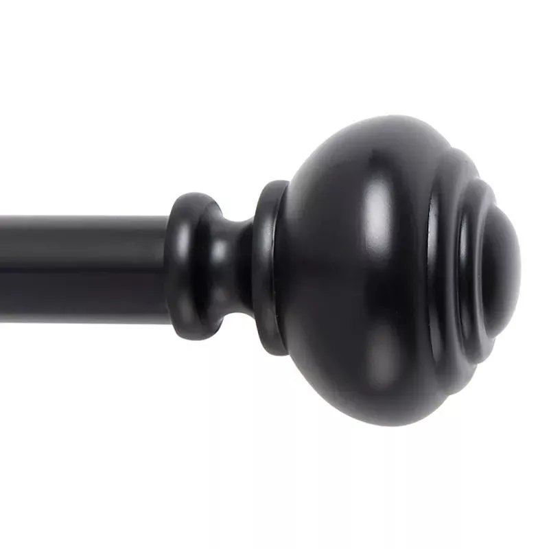 Snugset 1" Black Knob No-Tool Curtain Rod, 18-60"