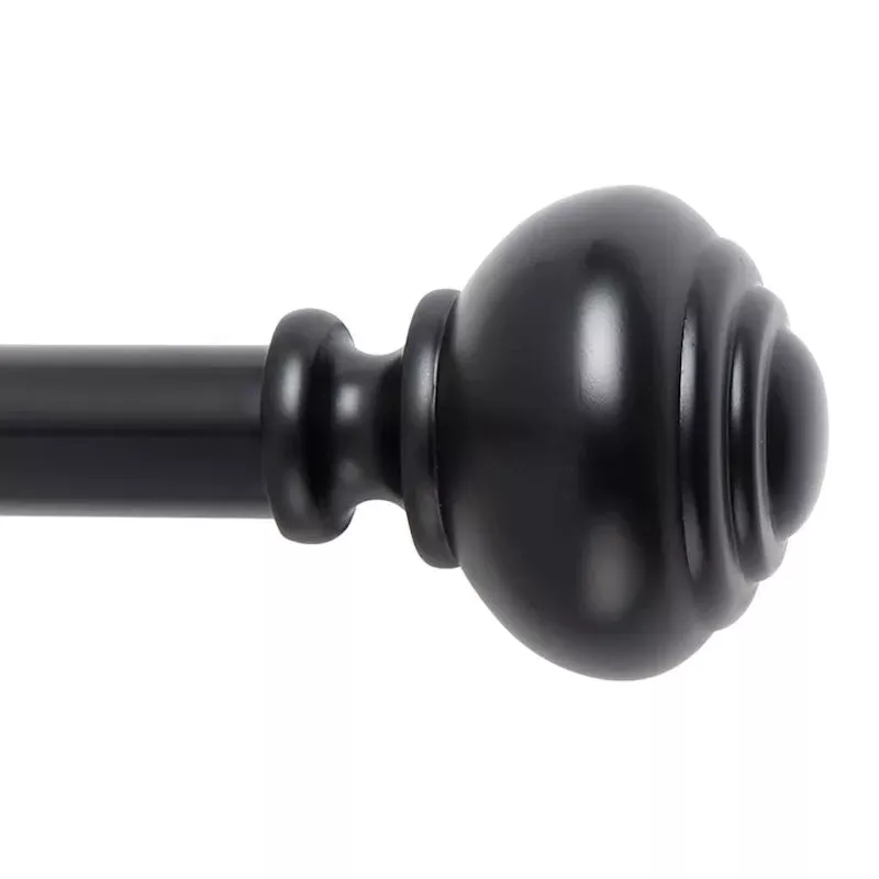 Snugset 1" Black Knob No-Tool Curtain Rod, 60-120"