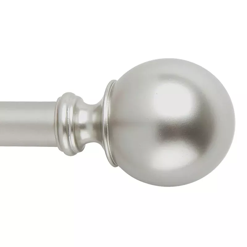 Snugset 1" Nickel Ball No-Tool Curtain Rod, 18-60"