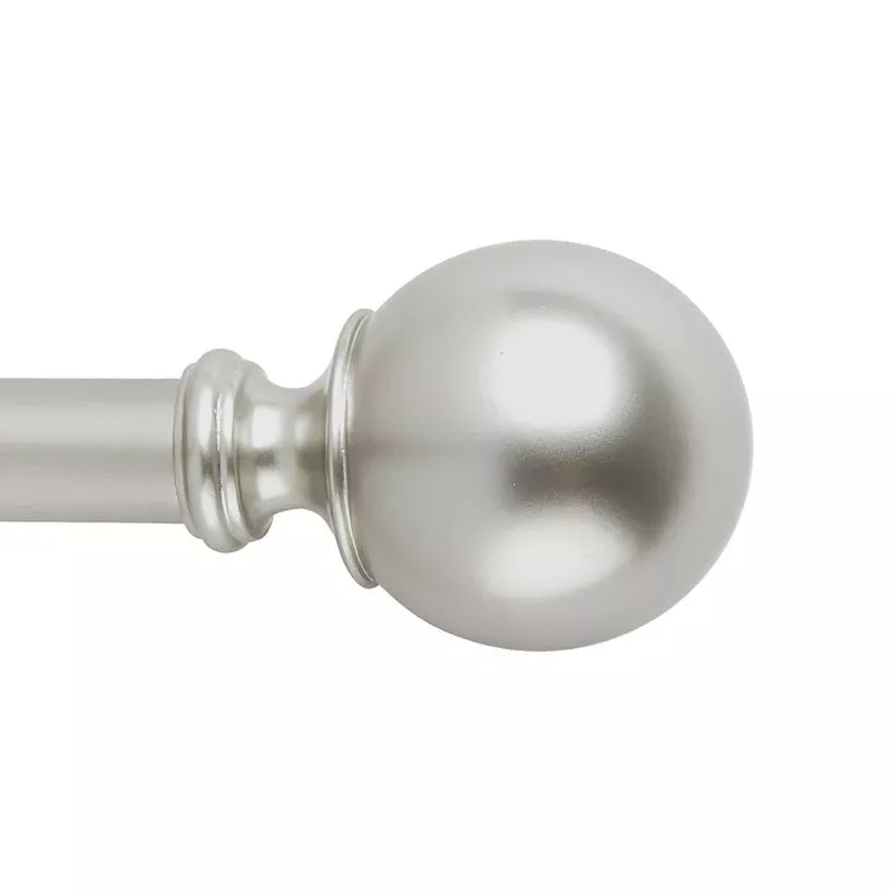 Snugset 1" Nickel Ball No-Tool Curtain Rod, 60-120"