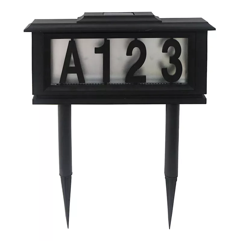Solar Black Address Light Lawn Stake