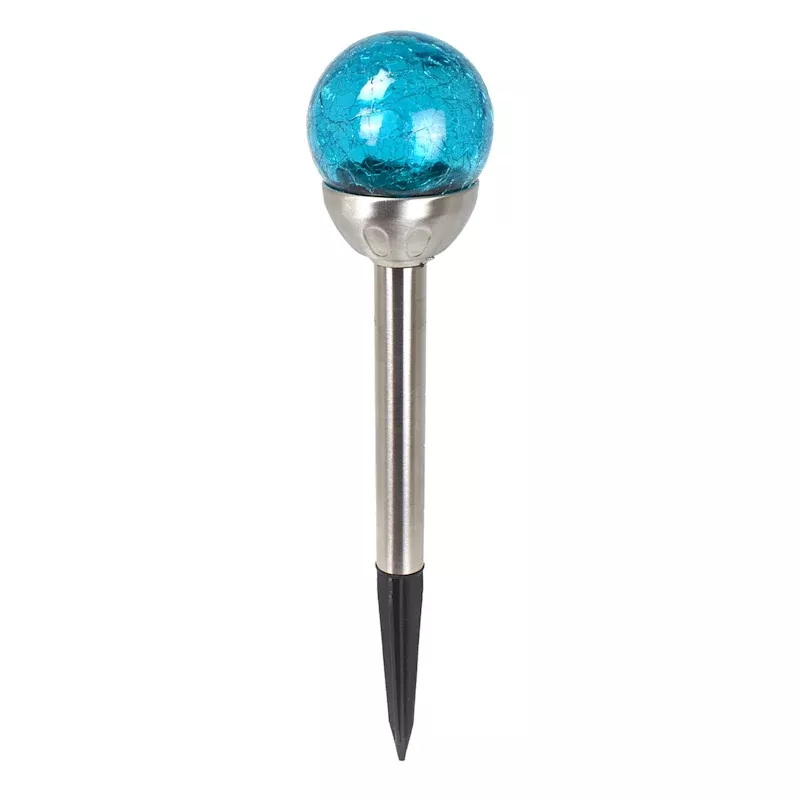 Solar Blue Crackle Small Globe Pathway Light