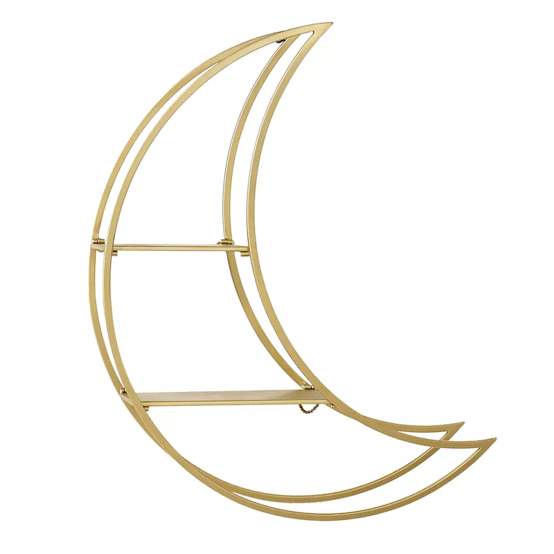 Soul Searcher Gold Metal Moon Wall Shelf, 22x26