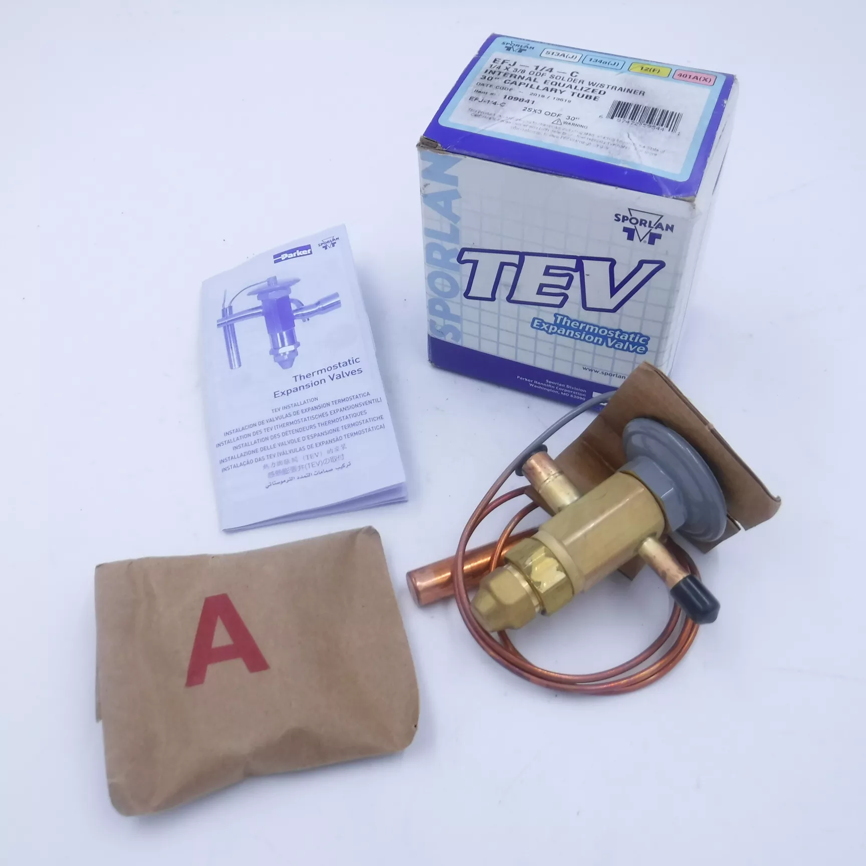 Sporlan EFJ-1/4-C Thermostatic Expansion Valve 1/4″x 3/8″ ODF Solder w/ Strainer