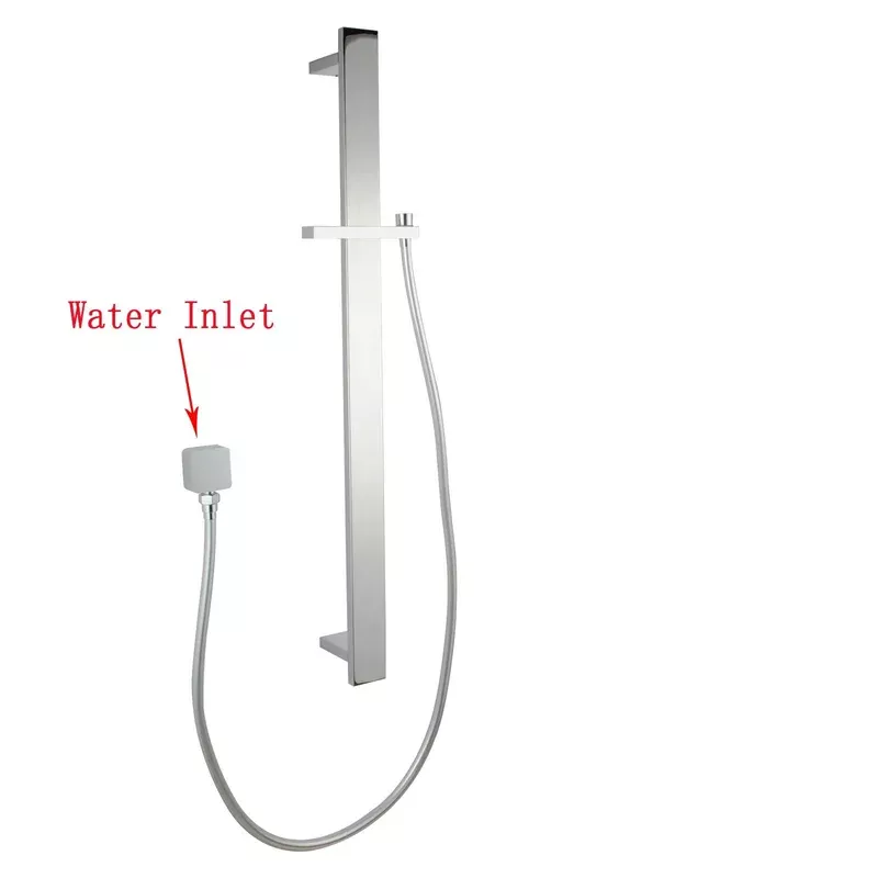 Square Chrome Sliding Shower Rail without Handheld Shower