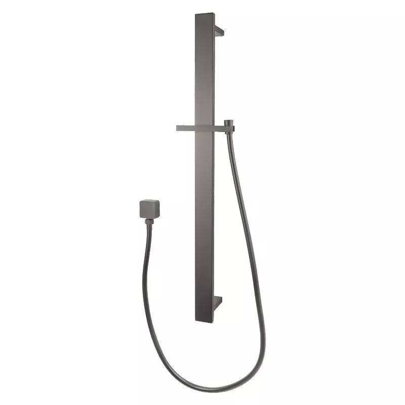 Square Gun Metal Grey Sliding Shower Rail without handheld Shower (PVC Hose)