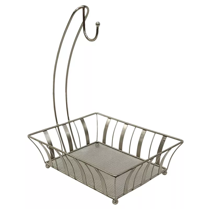 Square Nickel Fruit Basket with Banana Hanger