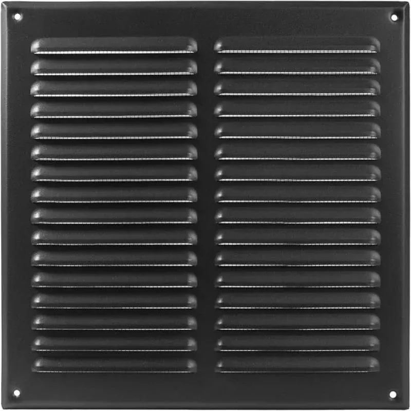 Square Ventilation Grille / 10 x 10 Inch Inside Measurement/Black Metal Air Vent Louver – Inside/Outside use / 11.6 x 11.6 Inch Outer Measurement