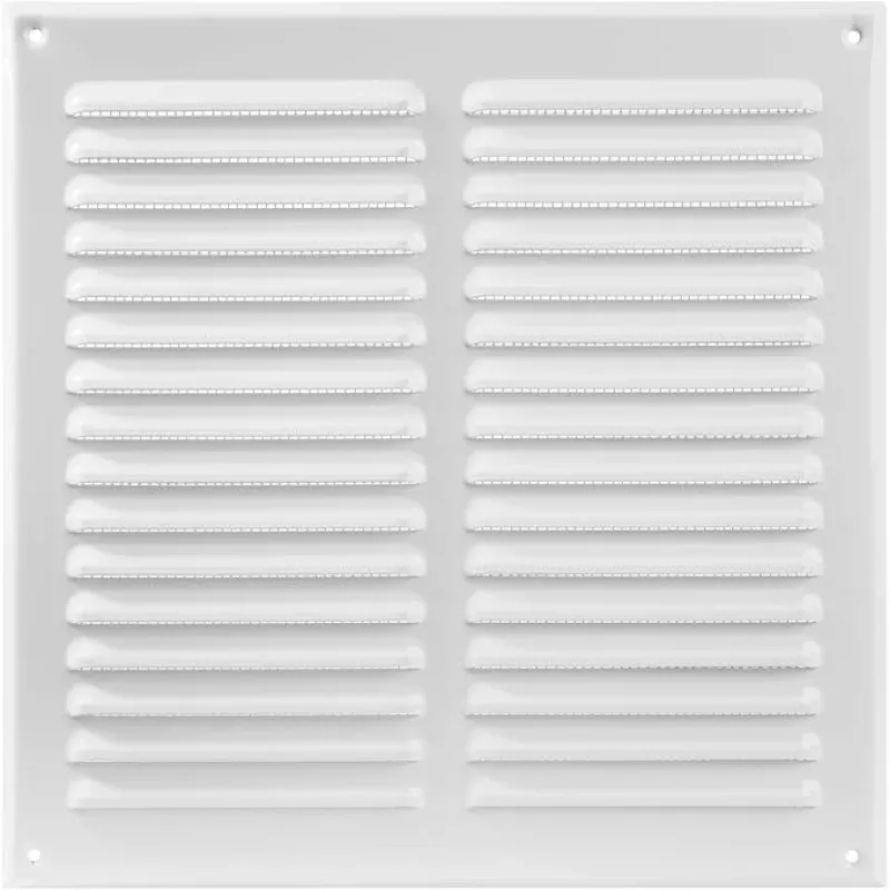 Square Ventilation Grille / 10 x 10 Inch Inside Measurement/White Metal Air Vent Louver – Inside/Outside use / 11.6 x 11.6 Inch Outer Measurement