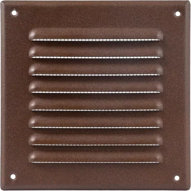 Square Ventilation Grille / 5 x 5 Inch Inside Measurement/Brown Metal Air Vent Louver – Inside/Outside use / 6.5 x 6.5 Inch Outer Measurement