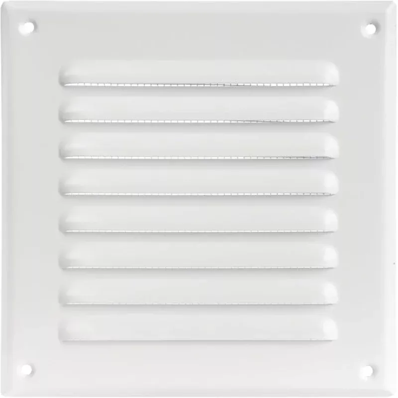 Square Ventilation Grille / 5 x 5 Inch Inside Measurement/White Metal Air Vent Louver – Inside/Outside use / 6.5 x 6.5 Inch Outer Measurement