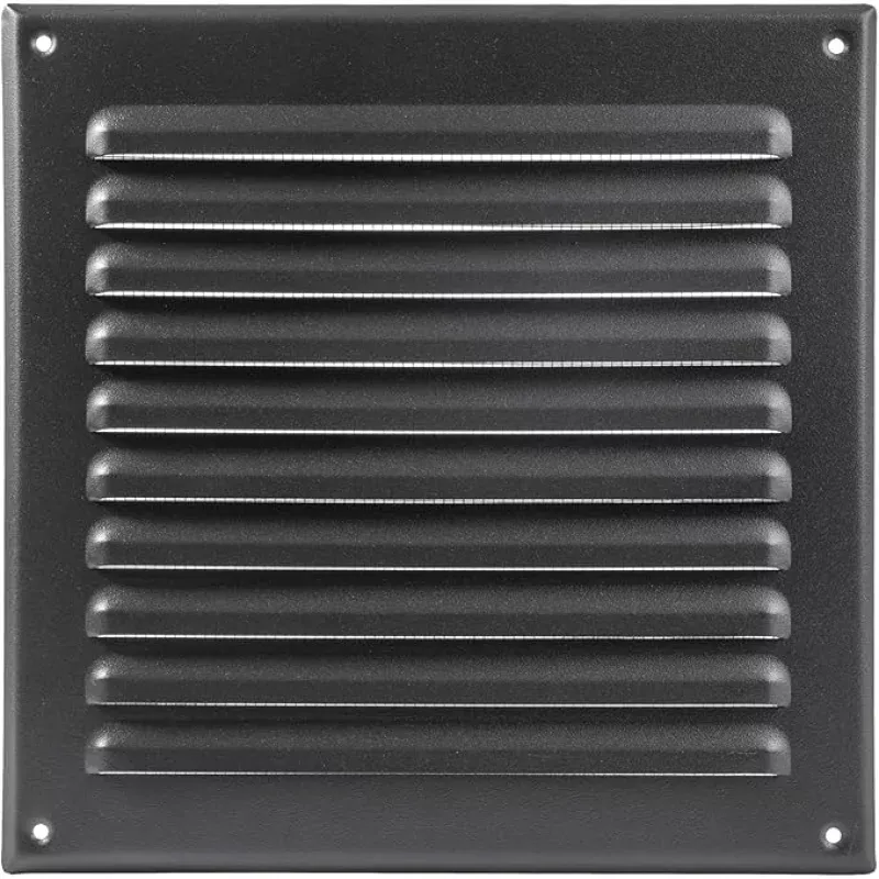 Square Ventilation Grille / 8 x 8 Inch Inside Measurement/Black Metal Air Vent Louver – Inside/Outside use – / 10 x 10 Inch Outer Measurement