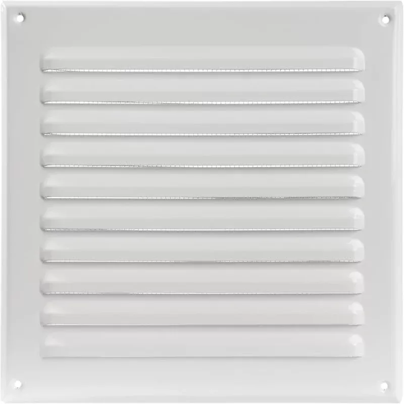 Square Ventilation Grille / 8 x 8 Inch Inside Measurement/White Metal Air Vent Louver – Inside/Outside use – / 10 x 10 Inch Outer Measurement