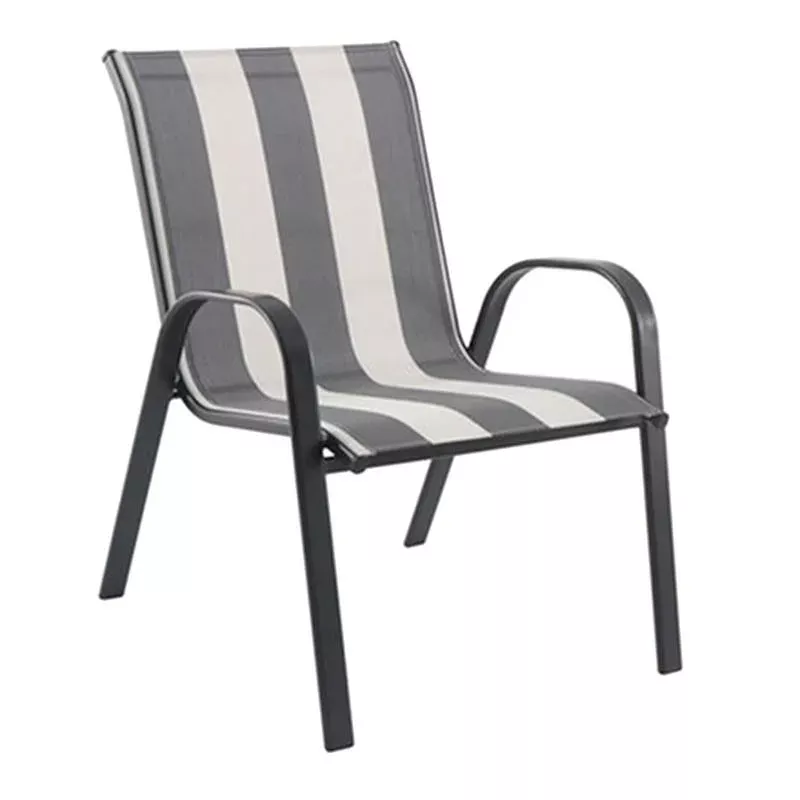 Stackable Sling Patio Chair, Black & White Striped