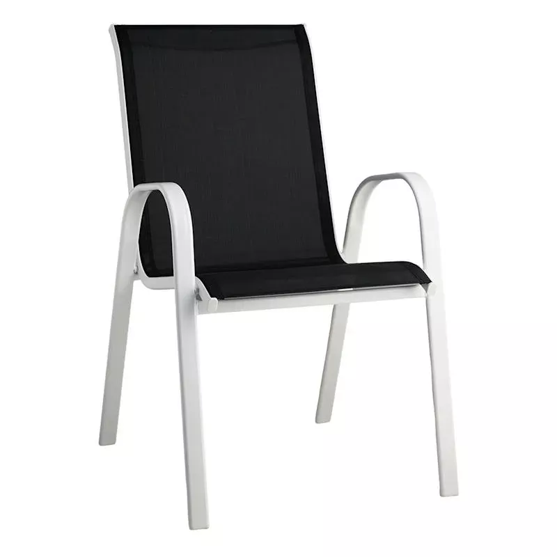 Stackable Sling Patio Chair, Black & White