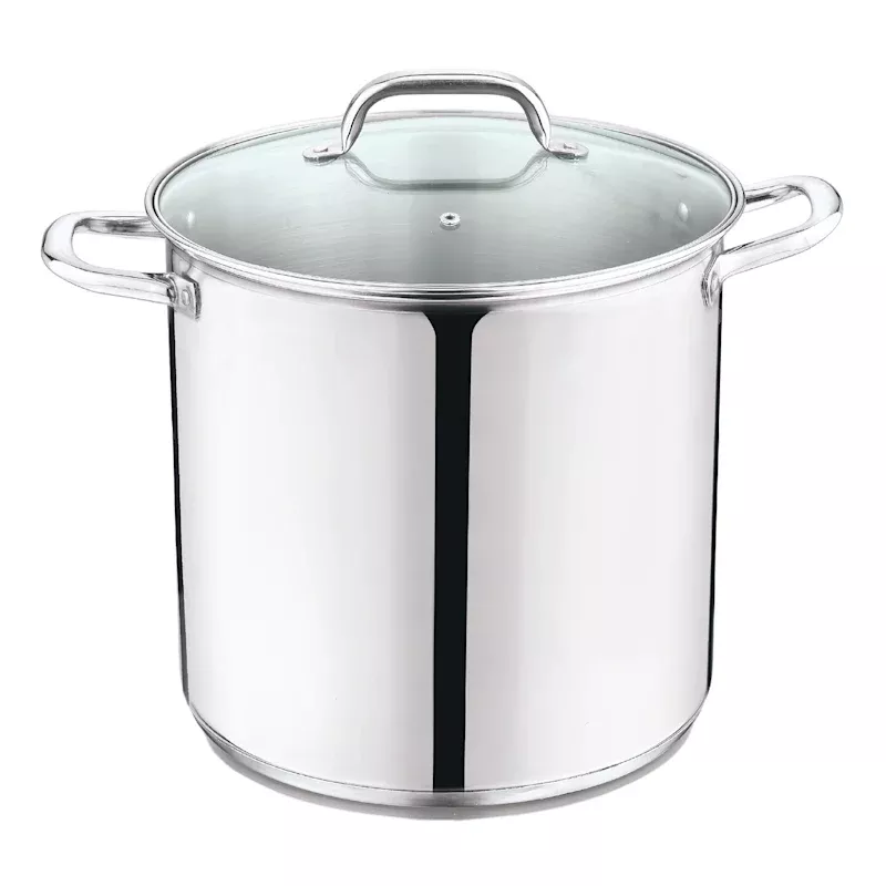 Stainless Steel Stockpot with Glass Lid, 12qt