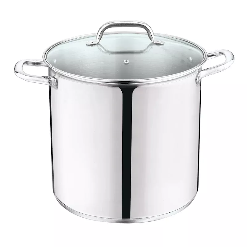 Stainless Steel Stockpot with Glass Lid, 16qt