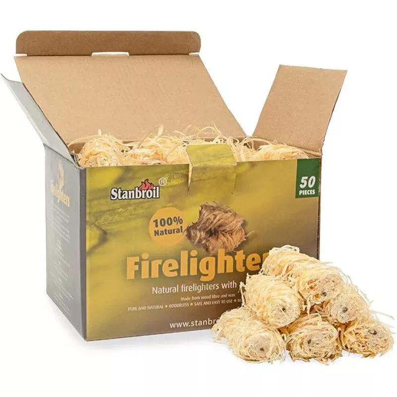 Stanbroil 50 pcs Fire Starters, Natural Charcoal Fire Starters Super Fast Lighting Perfect for Barbecue Grills, Smokers, Wood Stove, Campfires and Outdoor Fireplaces