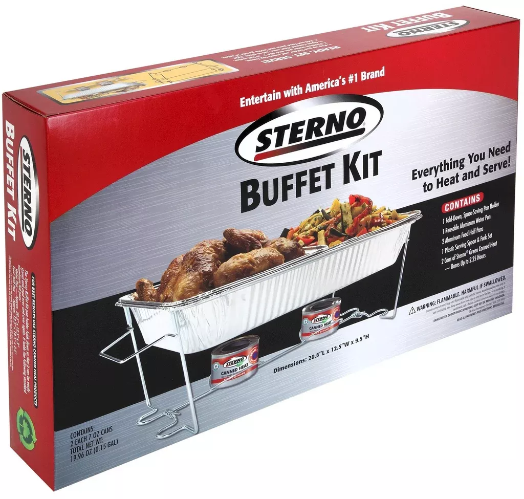 Sterno 70182 Party Pak Pop Up Buffet Set, 8 Piece