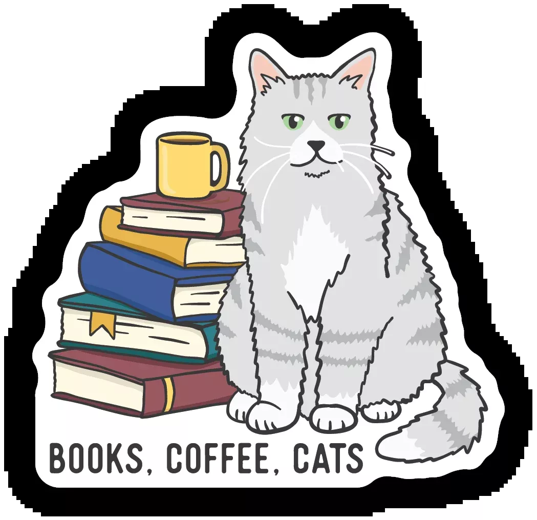 Stickers Northwest - Books, Coffee, Cats Sticker