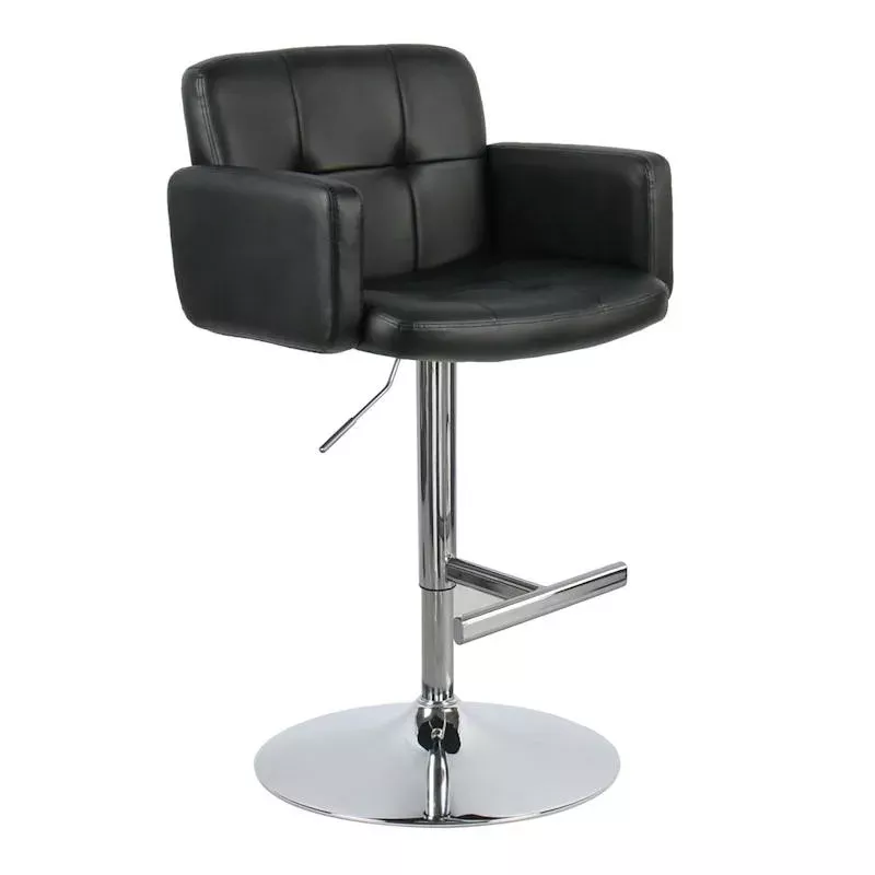 Stout Adjustable Swivel Faux Leather Barstool, Black